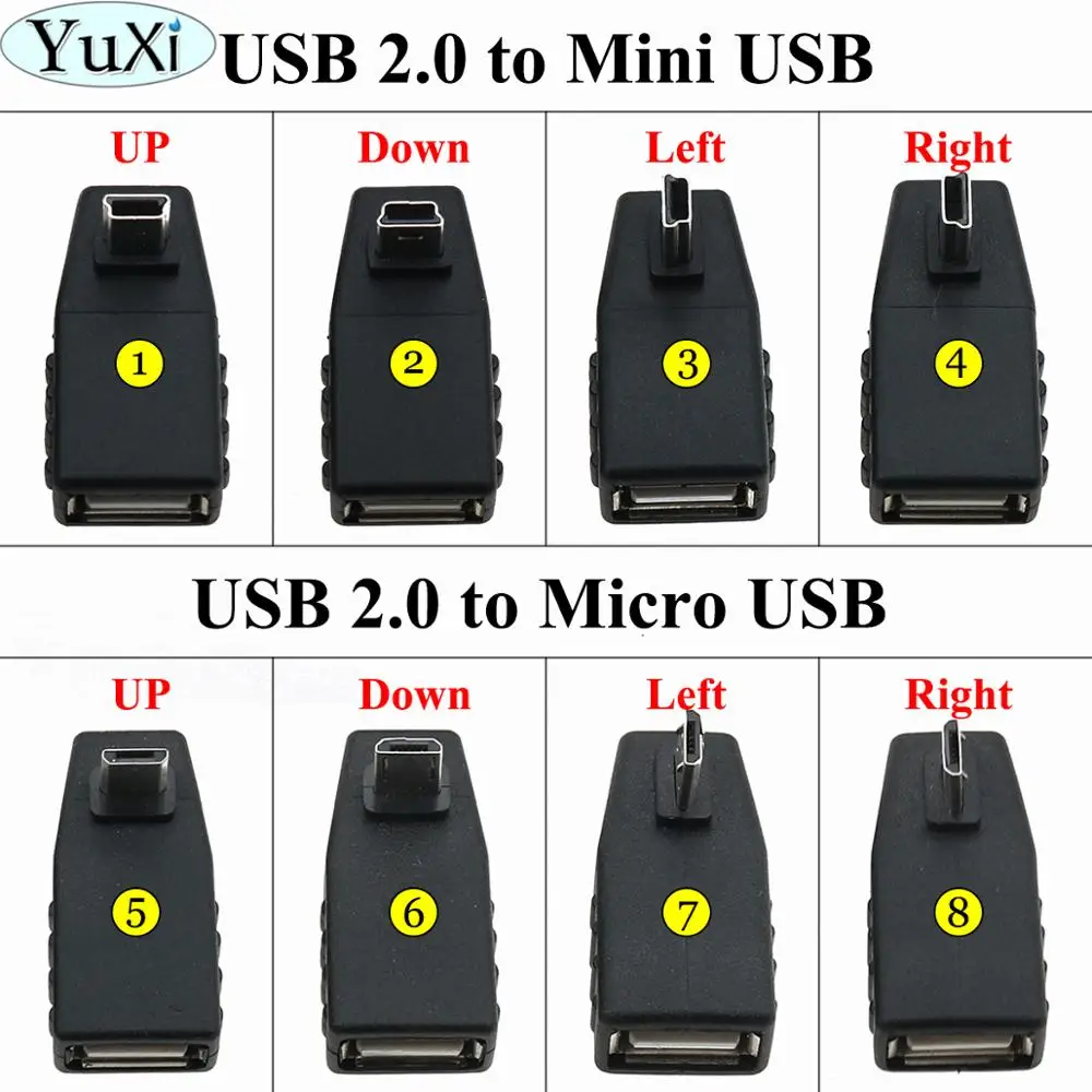 Переходник с USB 2 0 на Micro для планшетов 90 градусов вверх вниз влево вправо Угол