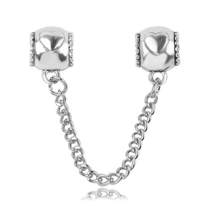 silver heart Новинка, модный серебряный, розовый, золотой, Микки, Минни, Бабочка, безопасная цепочка, талисманы, подходят к оригиналу Pandora, браслет из бисера для женщин, Шарм - Цвет: silver heart