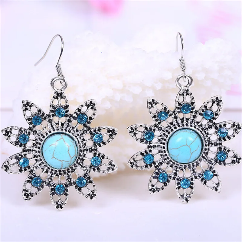 Модный винтажный комплект ювелирных изделий для женщин ожерелье с цветком и