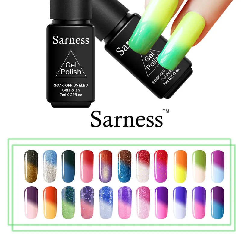 Sarness настроение меняется Цвета гель для ногтей Хамелеон замочить от УФ Гели Лаки