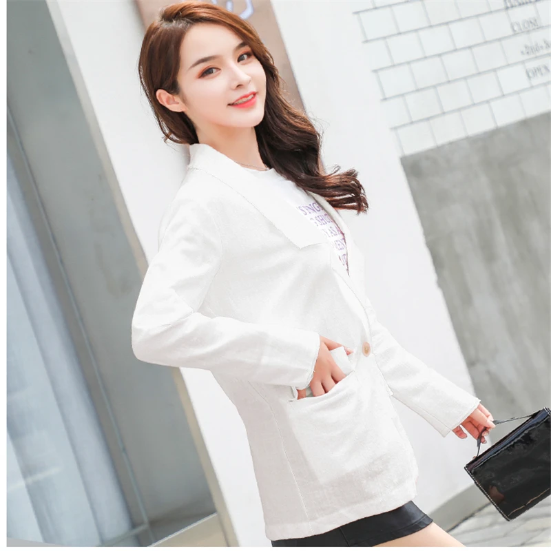 Hzirip 2018 Women's Thin Blazer Cotton Line Casual Blazers Solid Coat Loose Office Lady Slim Pockets Tops Suit Female Jackets | Женская