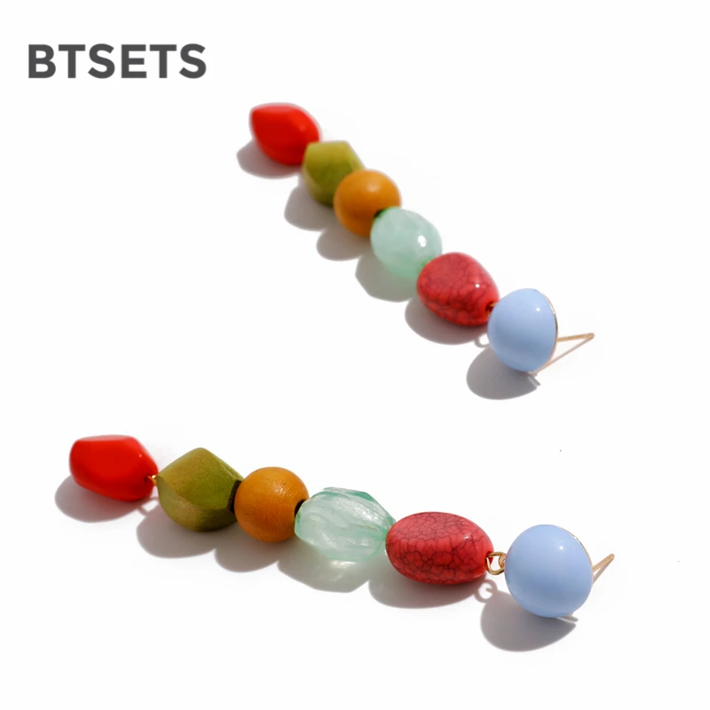 BTSETS длинные серьги для женщин модные ювелирные изделия Za Серьги Висячие Бусы