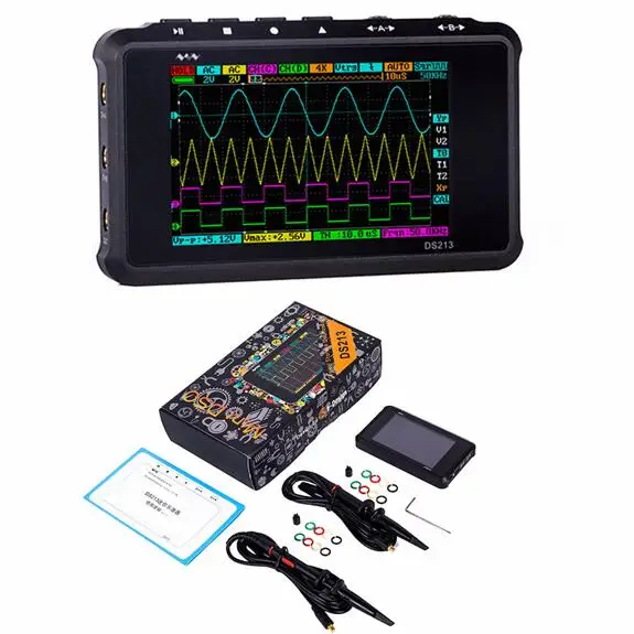 DS213 MINI DSO 4 канала 100 мс/с DSO213 Nano Quad карманный цифровой осциллограф Обновление от DS203