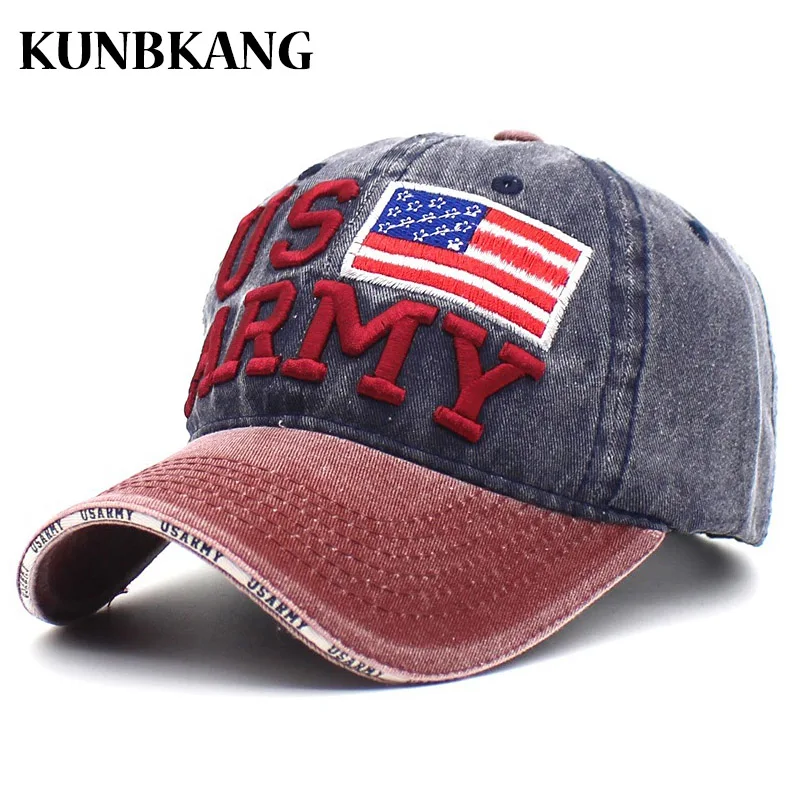 100% Потертая джинсовая бейсбольная Кепка из хлопка американские армейские