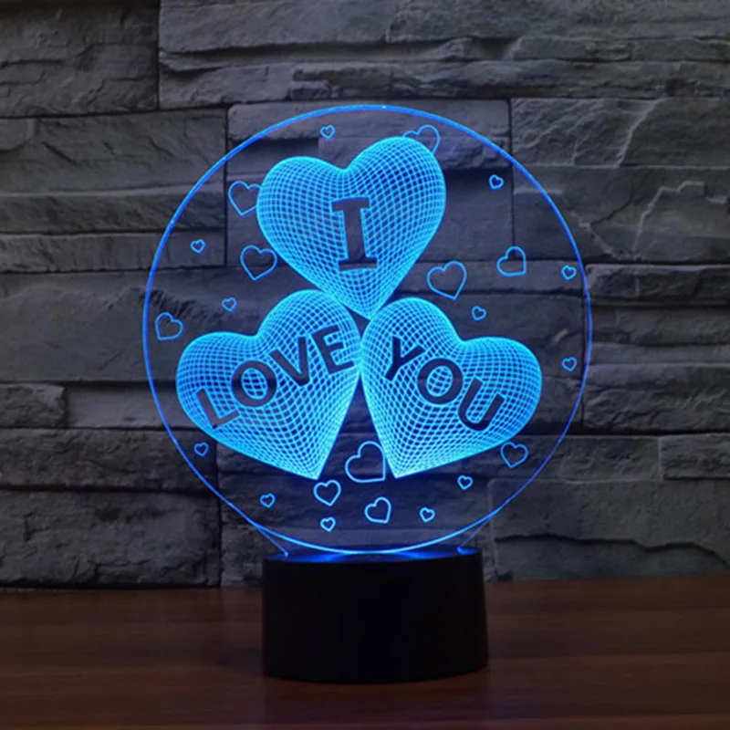 TAMPROAD 3D Illusion Lamp I Love You Acrylic Night Light Romantic Valentine's Day Gift for Lover Gradient with USB Line | Лампы и