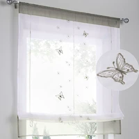 butterfly embroidered roman finished curtain gray curtain blinds for kitchen height liftable gauze small coffee curtain t1574