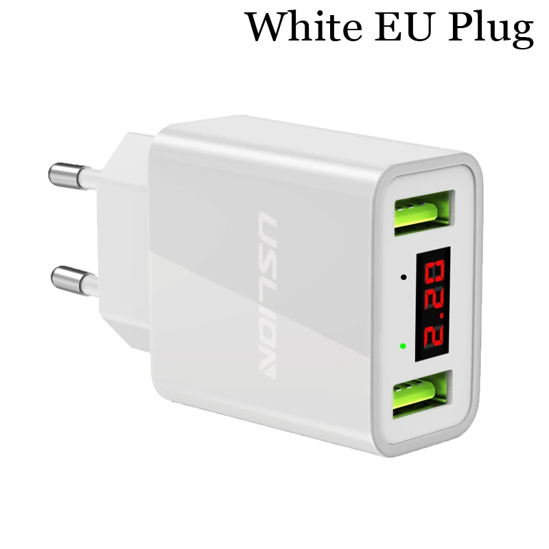 Светодиодный дисплей 2 USB зарядное устройство, универсальное USB ЗУ для мобильного телефона Быстрая зарядка настенное зарядное устройство для iPhone samsung Xiaomi Max 2.2A - Тип штекера: White EU Plug