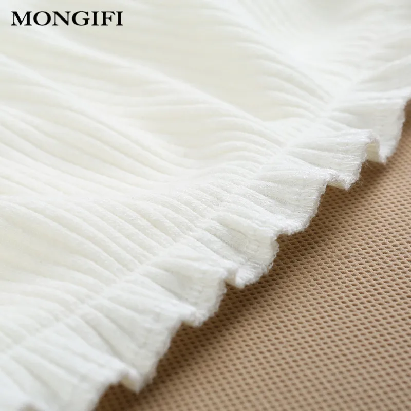 MONGIFI Ruffle Crop сексуальное бюстье футболки 100% хлопок с плеча футболка Для женщин