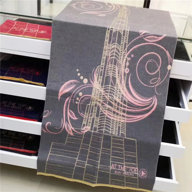 Кашемировый шарф Новинка 2017 зданий зимние теплые матовый двойной жаккард