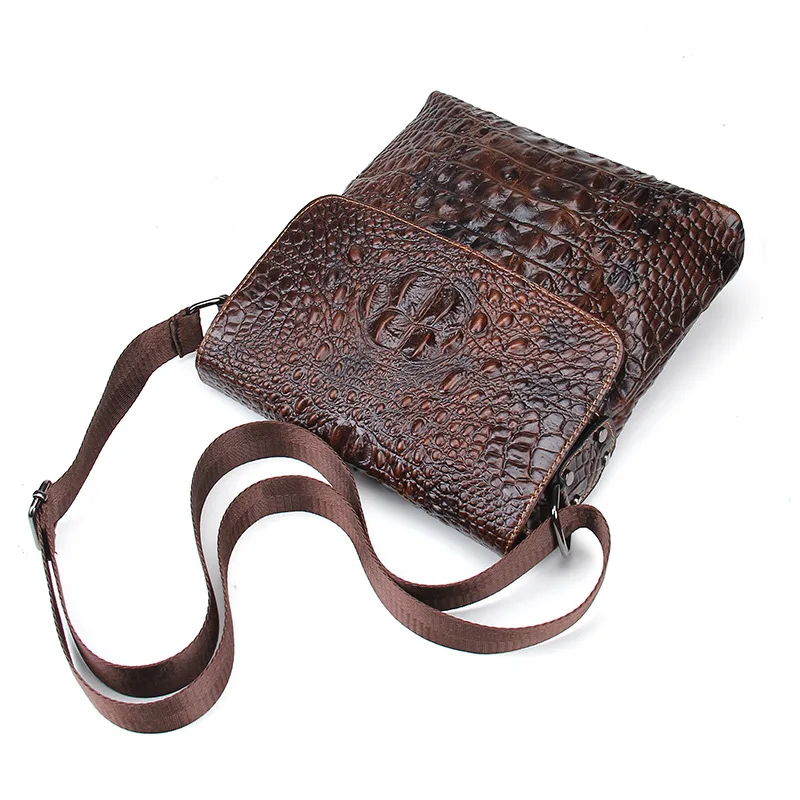 Сумка мессенджер AETOO мужская с узором под кожу крокодила Модный саквояж на плечо