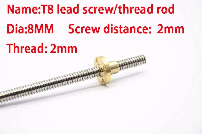Длина 150 мм ходовой винт диаметр 8 расстояние винта 2 резьба трапециевидный