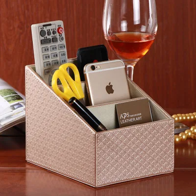 PU Leather Remote Control Cosmetics Storage Box Coffee Table Desktop | Дом и сад