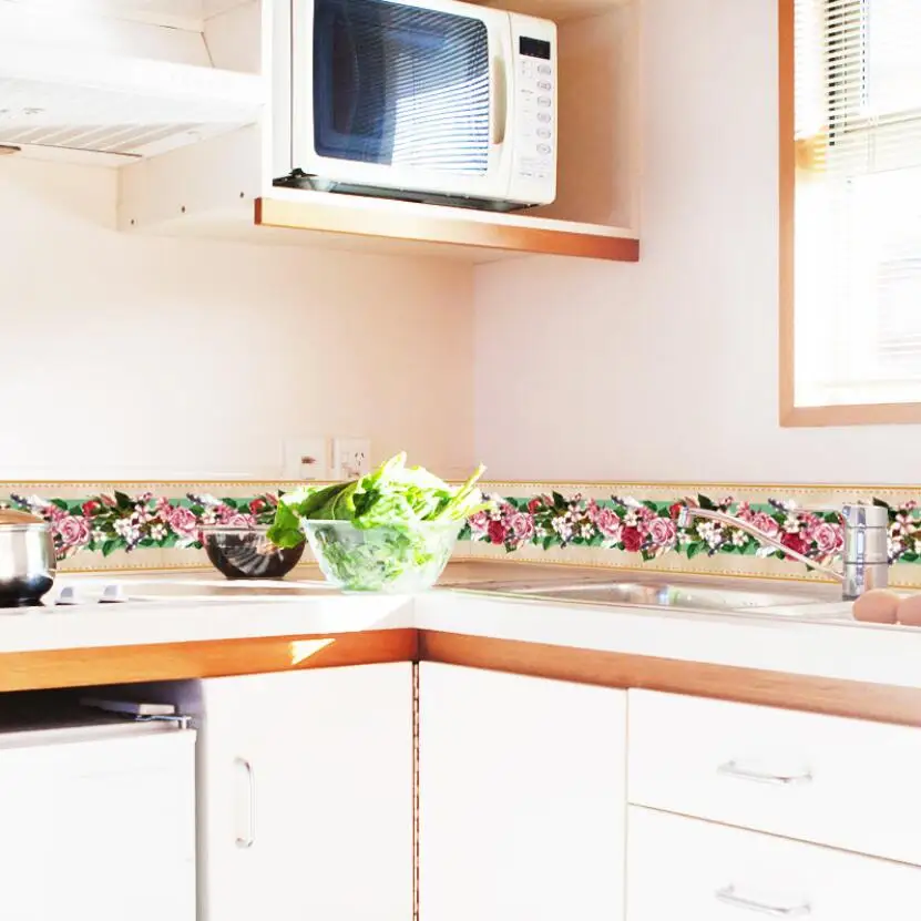 Настенные наклейки в пасторальном стиле с изображением роз стеклянная дверь