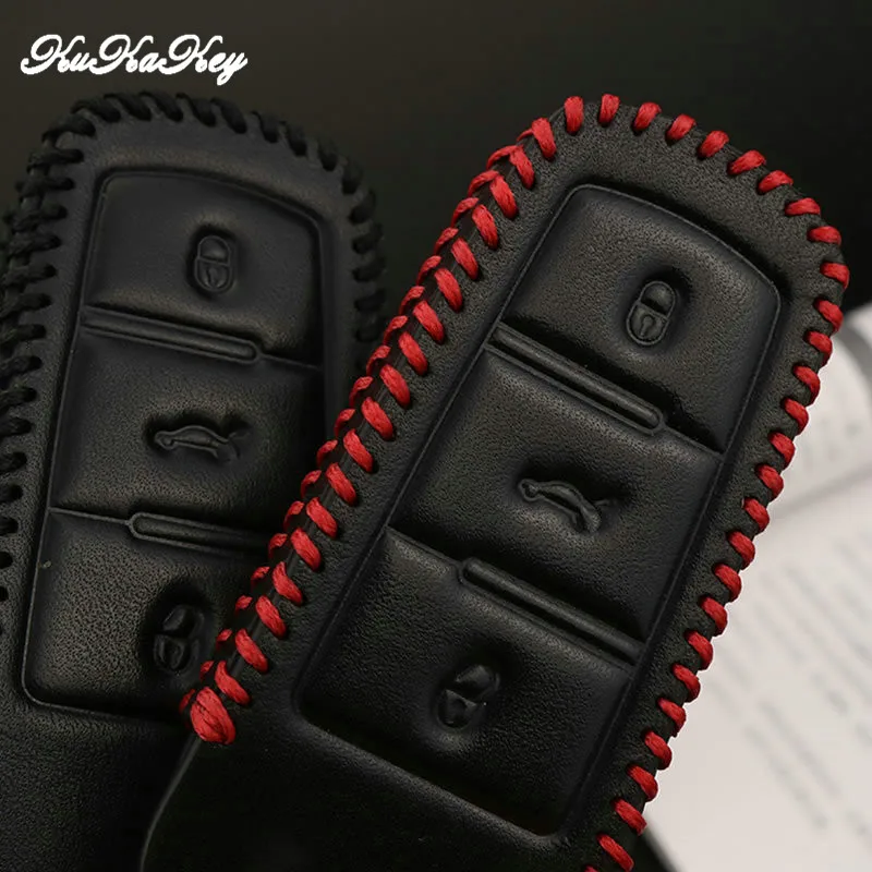 KUKAKEY чехол для ключа из натуральной кожи Volkswagen VW Golf 4 5 6 7 Mk7 Passat B5 B6 B8 B7 Polo Sharan Beetle