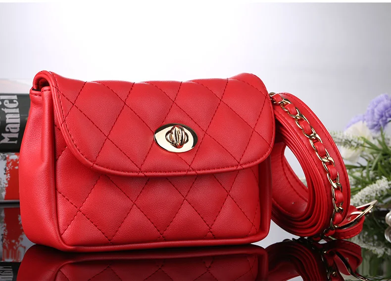 red PU Leather Mihaivina модная кожаная поясная сумка Женская поясная нагрудная сумка женская клетчатая поясная сумка для хип денег дорожная сумка для телефона - Цвет: red PU Leather