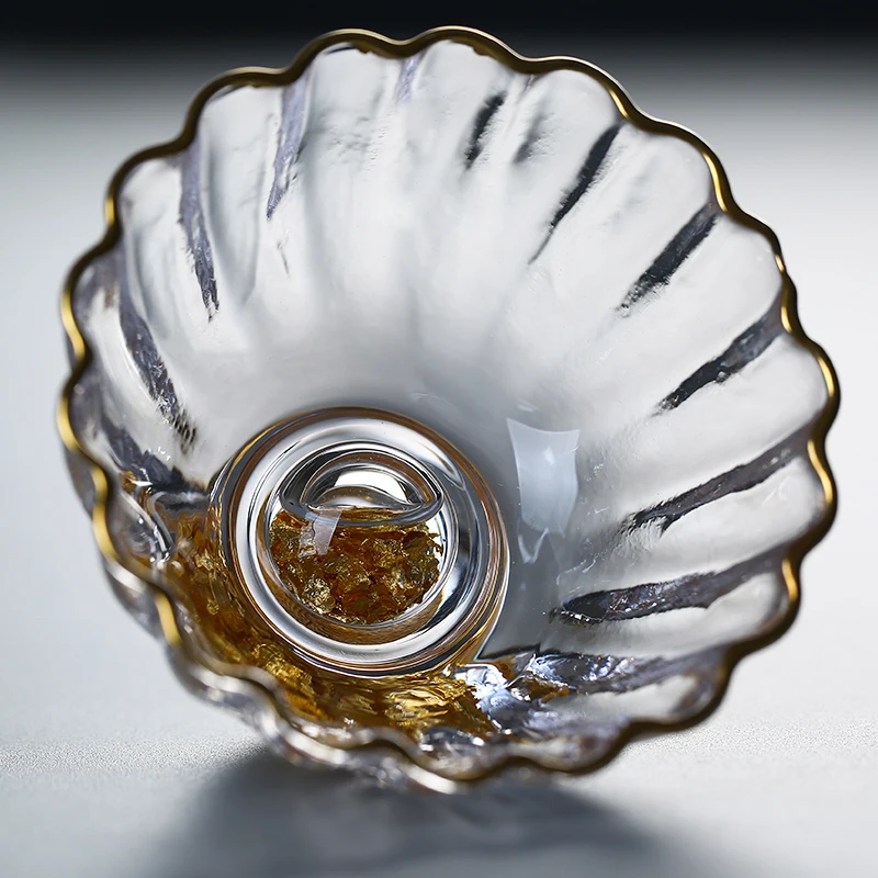 60ml Japanese Style Boutique Thick Crystal Glass Master Cup Gold Foil Teacup Heat-resistant Tea Bowl Kung Fu Sets | Дом и сад