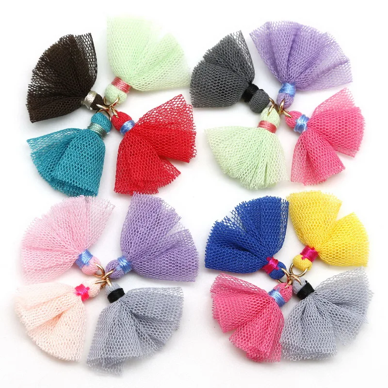 Оптовая продажа 4 шт./лот 30 мм смешанные сетчатые кисточки для сережек шелковая