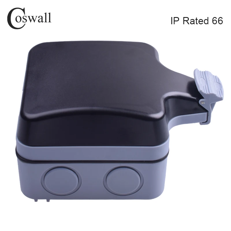 Водонепроницаемая уличная настенная розетка Coswall IP66 16 А с двойным USB портом для