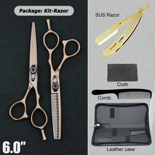 6025J-RAZOR 5,5/" золотые ножницы, ножницы для волос, японские парикмахерские ножницы, парикмахерские принадлежности, парикмахерские ножницы для стрижки - Цвет: 6025J-RAZOR