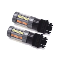 2pcs 3157 4014 66 smd dual color whiteamber led switchback led bulbs with projector for turn signal lights