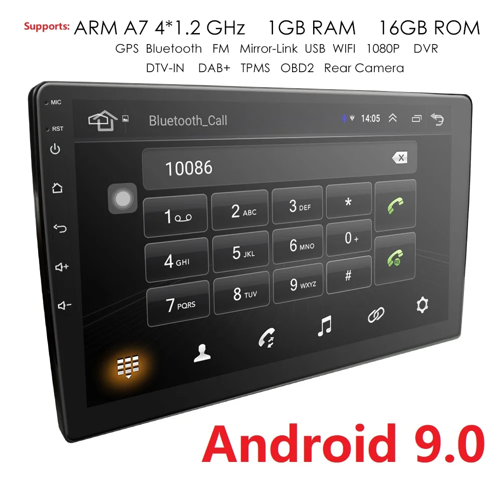 9 ''Android автомобильный Радио Стерео GPS навигация Bluetooth USB 2 Din сенсорный