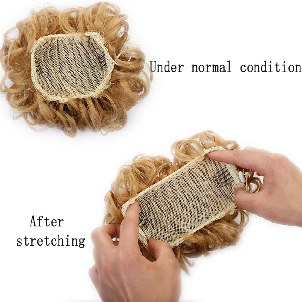 SHANGKE Women's Elastic Drawstring Clip In High Temperature Fiber Synthetic Hair Curly Chignon |