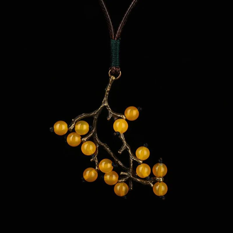 Original Design Ethnic Handmade Tree Branch Long Necklace Natural Stone Beads For Women Clothes Accessories Jewelry | Украшения и