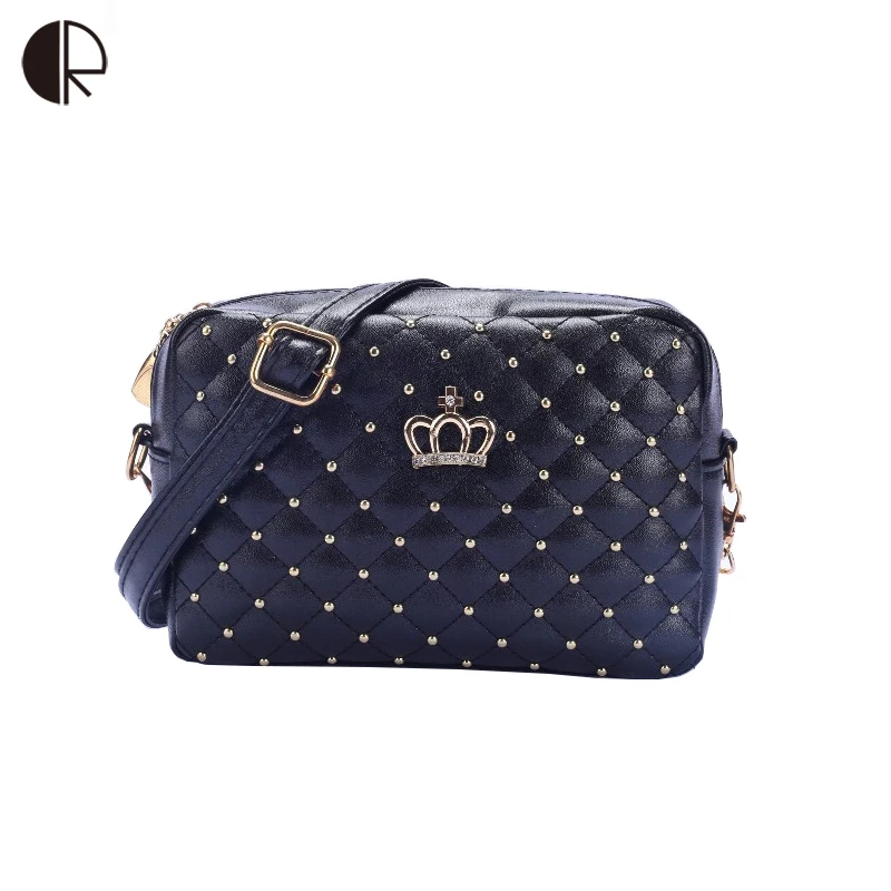 

Small Women Handbag Fashion Women Messenger Bags Rivet Chain Shoulder Bag High Quality PU Leather Crossbody Crown bags Women Bag