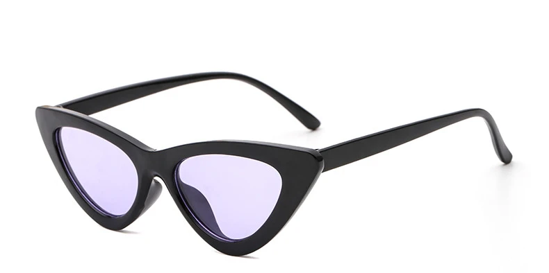 DCM Fashion Cat Eye Sunglasses Women Small Black Red Cheap Ladies Sun Glasses UV400 - Цвет линз: C5BlackPurple