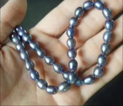 Очаровательное ожерелье из натурального жемчуга 8 9 мм черного и синего цвета