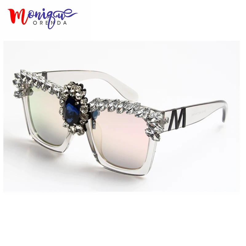 Солнцезащитные очки женские винтажные большие квадратные со стразами|vintage
