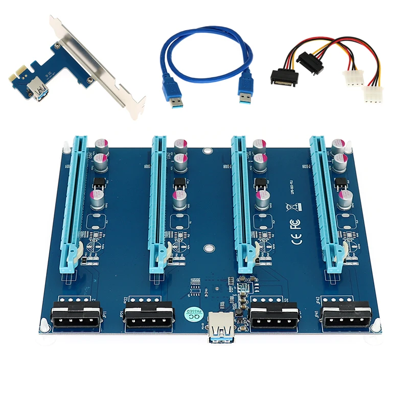 PCI-E 1x Комплект расширения PCI Express от 1 до 4 портов PCI Express переключатель мультипликатор концентратор Riser Card PCIE x1 до x16 адаптер для BTC Miner