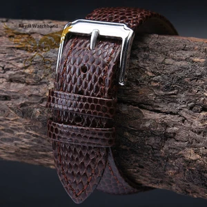 Ремешок мужской из натуральной кожи, высококачественный коричневый браслет с рисунком ящерицы, 18 мм 20 мм 22 мм 24 мм