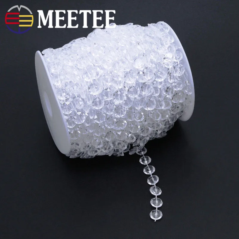 Meetee 5Meters Acrylic Crystal Bead Lace Trims Colourful Family Decoration DIY Curtain Pendant Accessories ZK572 | Дом и сад