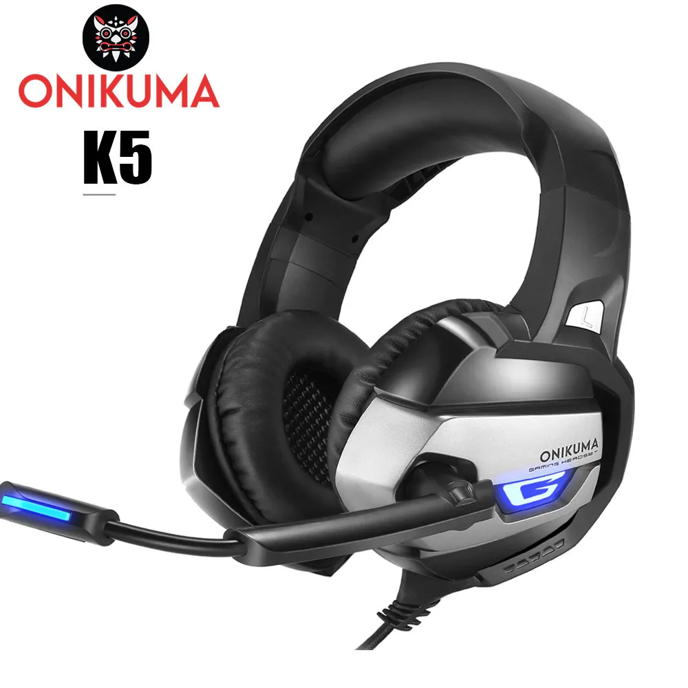 ONIKUMA шлем PS4 гарнитура PC Gamer стерео Бас Игровые наушники с микрофоном светодио дный огни для Xbox One/ноутбук стол