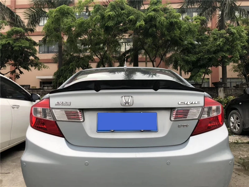 Используется для honda civic спойлер 2012 2013 год Глянцевая углеродное волокно/FRP заднее крыло R стиль спортивные аксессуары