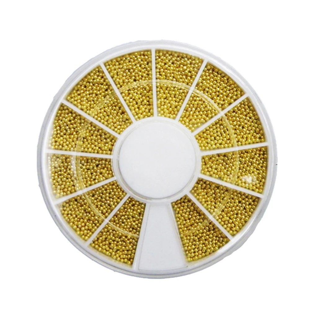 Бусины для ногтей 3D украшения золотые серебряные маленькие шарики красочные