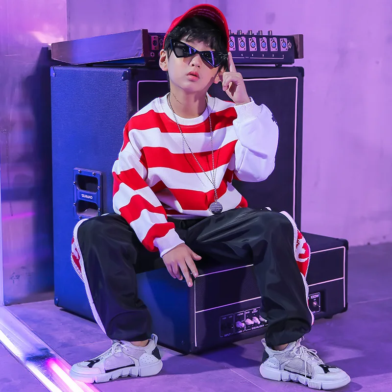 Детская красная рубашка с длинными рукавами костюм для джаза штаны бега одежда в