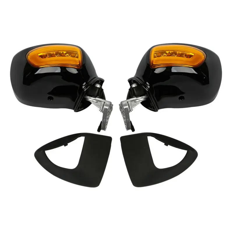 Black and Orange Мотоциклетные зеркала заднего вида со светодиодный поворотниками Для Honda GL1800 Goldwing 1800 F6B 2013 - Цвет: Black and Orange