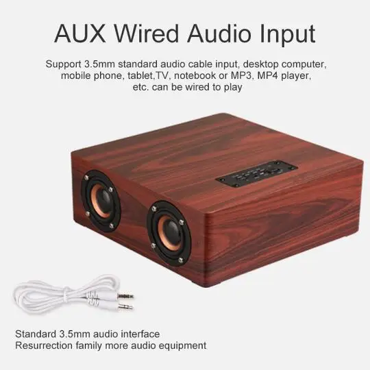 Hi-Fi Многофункциональный Bluetooth 4 2 деревянный Динамик сабвуфер Поддержка AUX TF карты