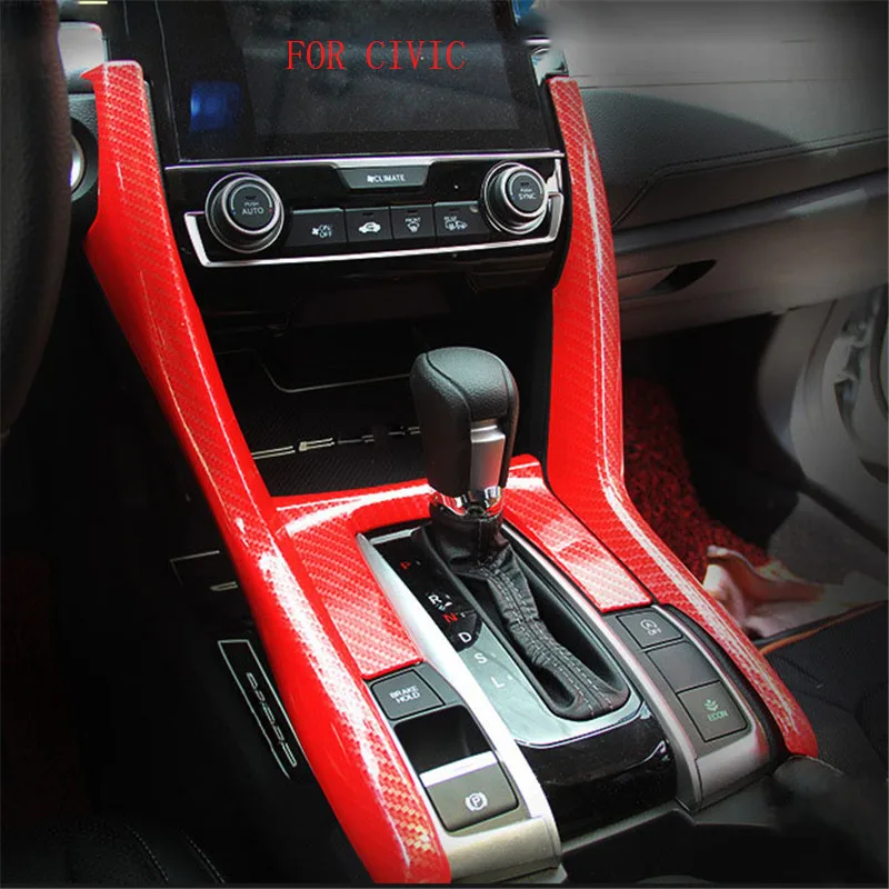 

ABS Carbon Fiber Style Gear Box Panel Cover Trim Fit For Honda Civic 2016 2017 3pcs/set