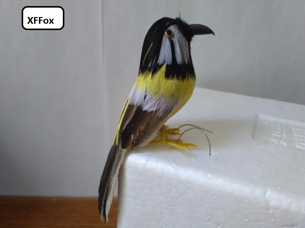 

Мини реальная жизнь черная и желтая птица МОДЕЛЬ пены и пера Реалистичная кукла птичка подарок около 12 см xf0908