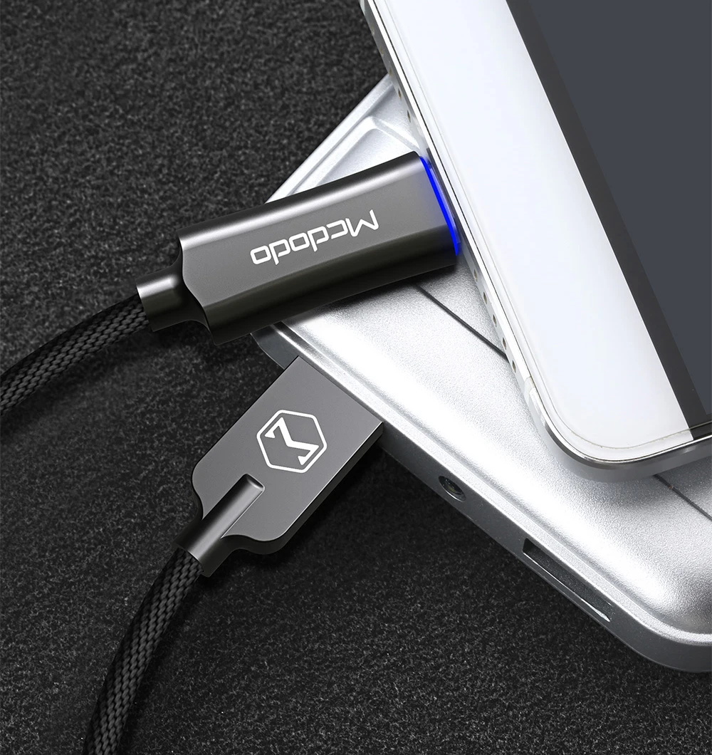 MCDODO Тип USB c быстрой зарядки автоотключения USB C кабель для Samsung Xiaomi OnePlus 5 со светодиодной подсветкой тип-c
