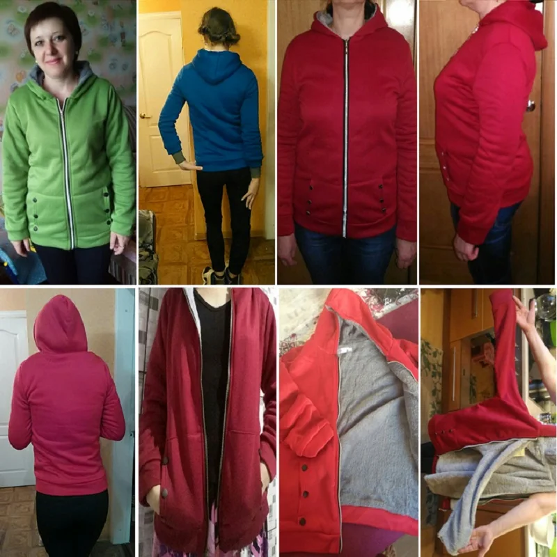 

Top Quality Womens Zip-up Warm Fleece Outerwear Sweatshirts Jacket Overcoats Slim Coat Hooded Hoodies Casual Winter Q6618