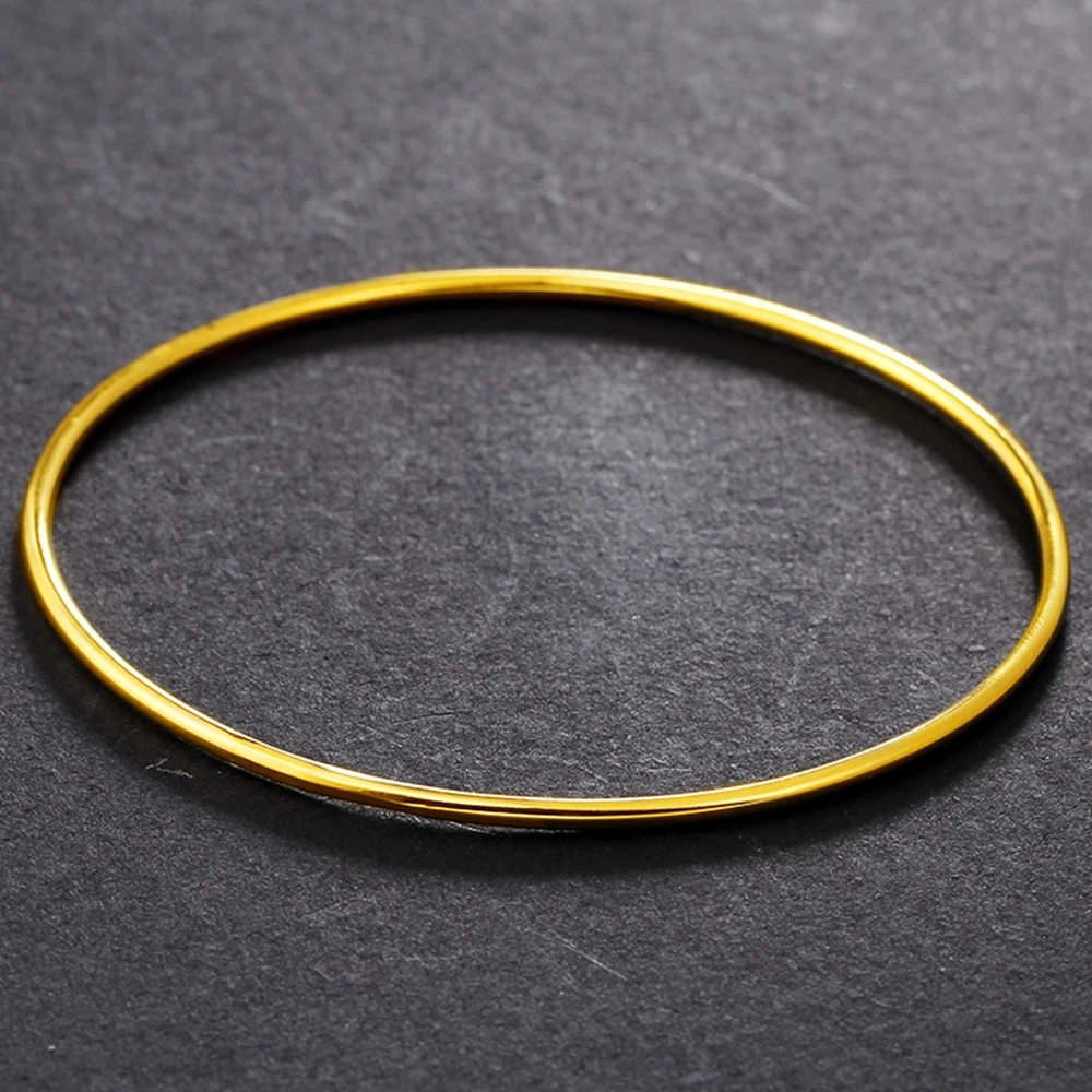 10 шт оптом женский тонкий браслет желтое золото заполненный Гладкий Неоткрытый