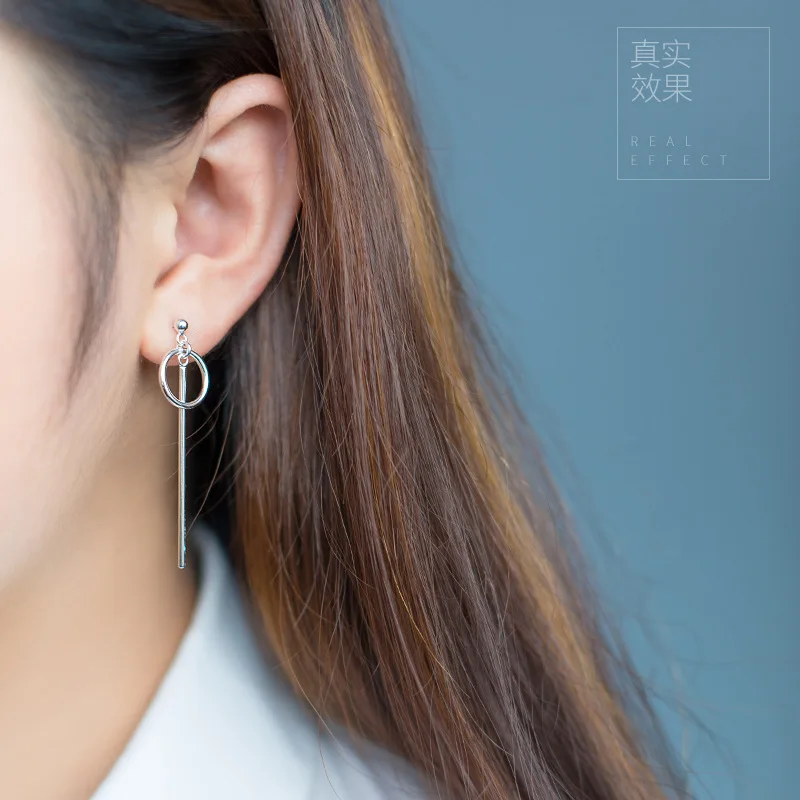 1 пара. Женские серебряные ювелирные изделия полированные круглые и прямые