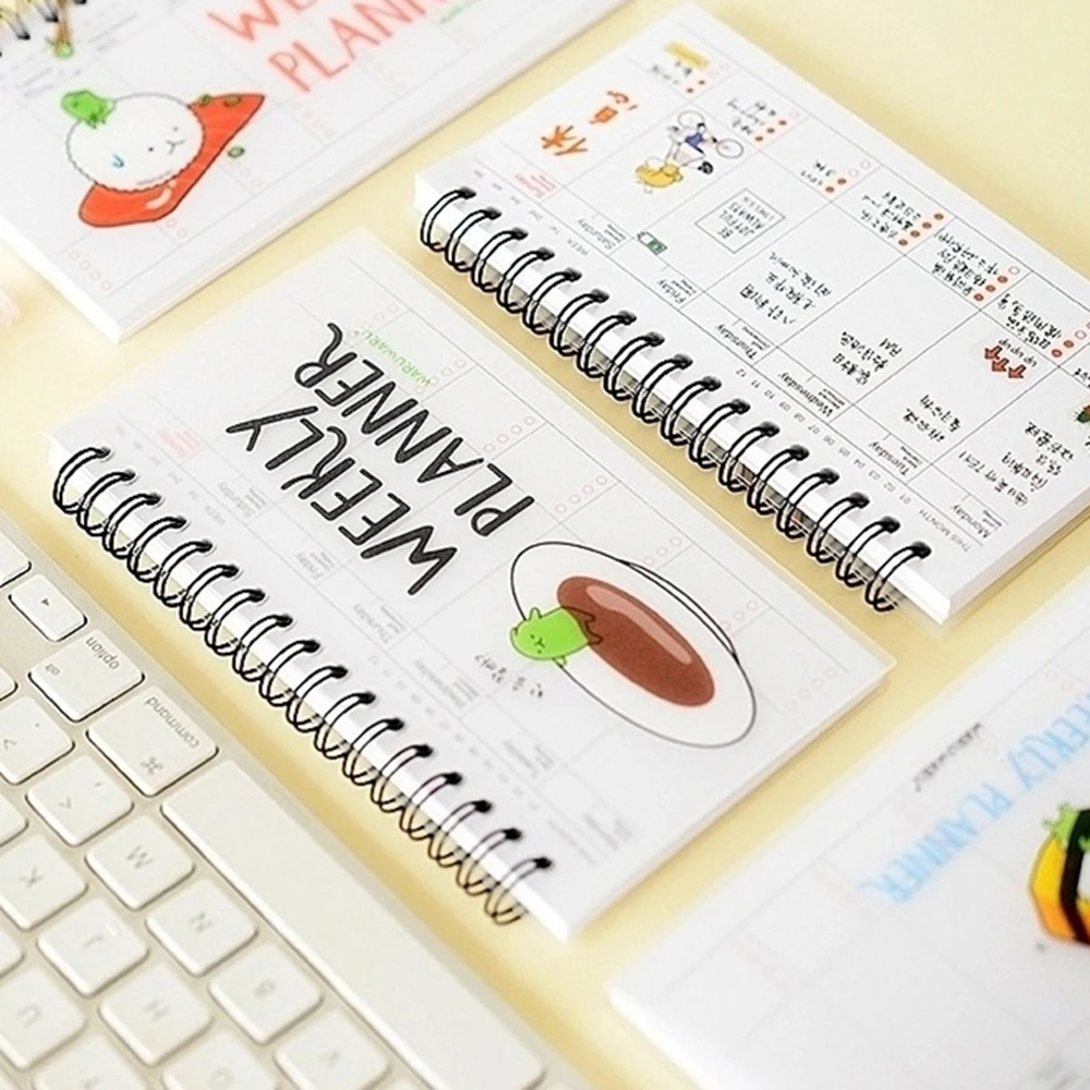 Kawaii Notepad PVC Daily Weekly Planner Spiral Notebook Day Plan Diary Time Organizer School Supplies Agenda | Канцтовары для офиса