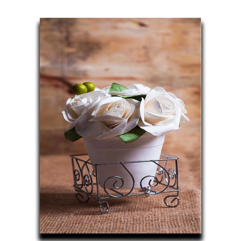 

Painting Diamond Diy Cross Stitch 5D Round Crystal Rhinestone Diamond Mosaic Embroidery Modern Flower