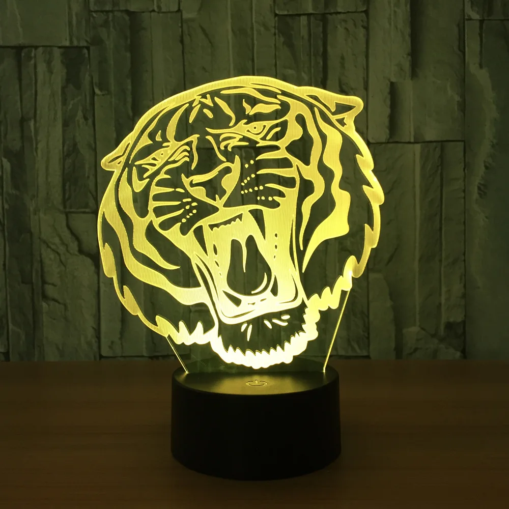 3D визуальная иллюзия Лампа Тигр прозрачный акриловый ночник Светодиодная Фея | Ночники -32806617413