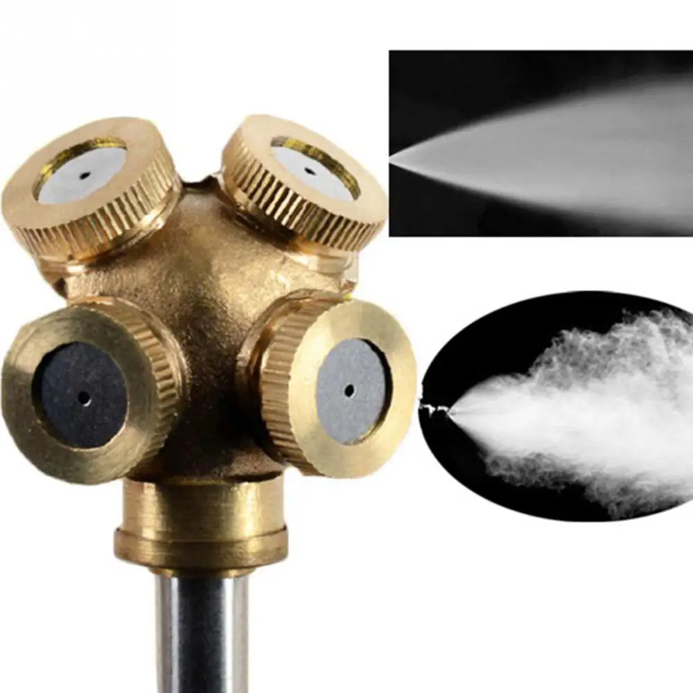 

1pc 4 Point Misting Nozzles Garden Watering Irrigation Fitting Hose Sprinkler Nozzle 180 Degree Sprayer Copper Nozzle